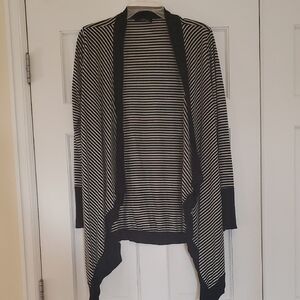 B'leev Black/White Striped Cardigan womens M